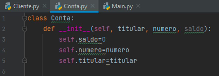 #PraCegoVer. A imagem mostra um recorte da tela de configuração do Python, com a classe Conta.py.