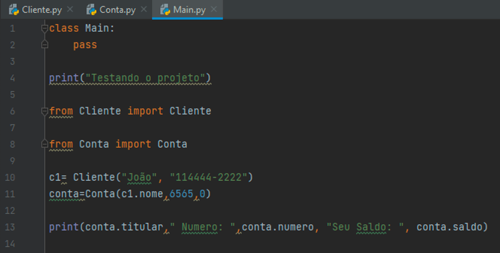 #PraCegoVer. A imagem mostra um recorte da tela de configuração do Python, com a classe Main.py.